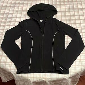 Kids Cozy Black Hooded Sweater with Light Pink Detail